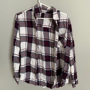 Cute burgundy and white plaid shirt from Garage